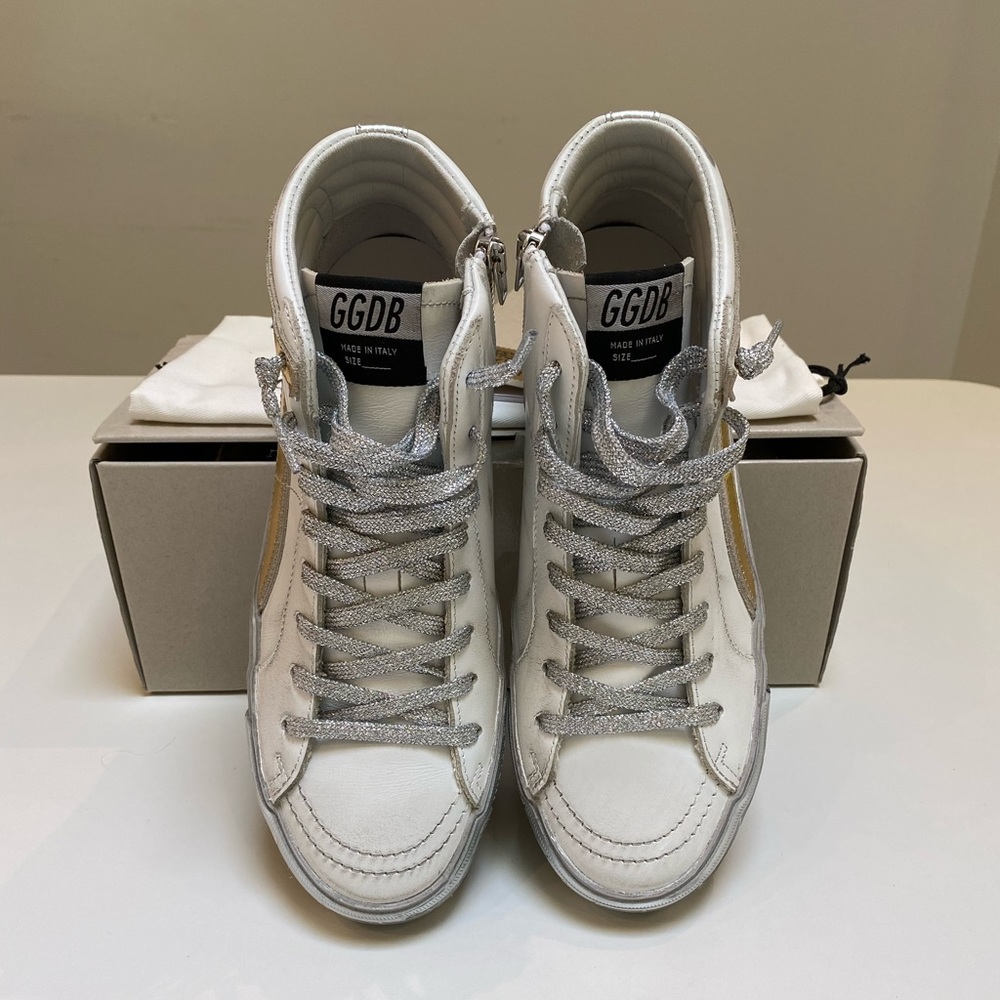 Golden Goose Slide White/Gold/Silver sz 39 NIB - Picture 9 of 11